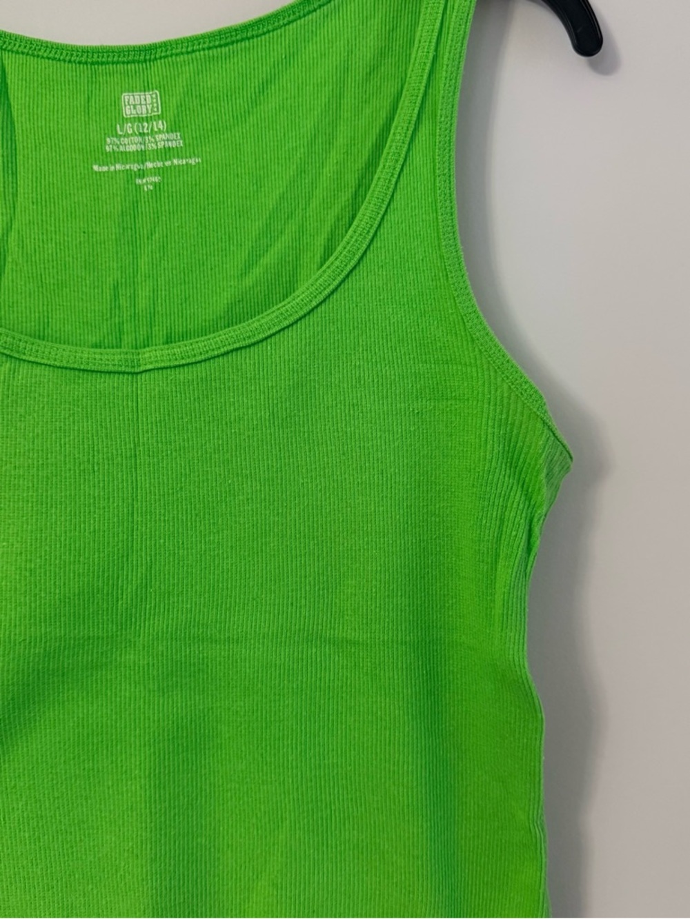 Faded Glory Neon Green Ribbed Tank Top